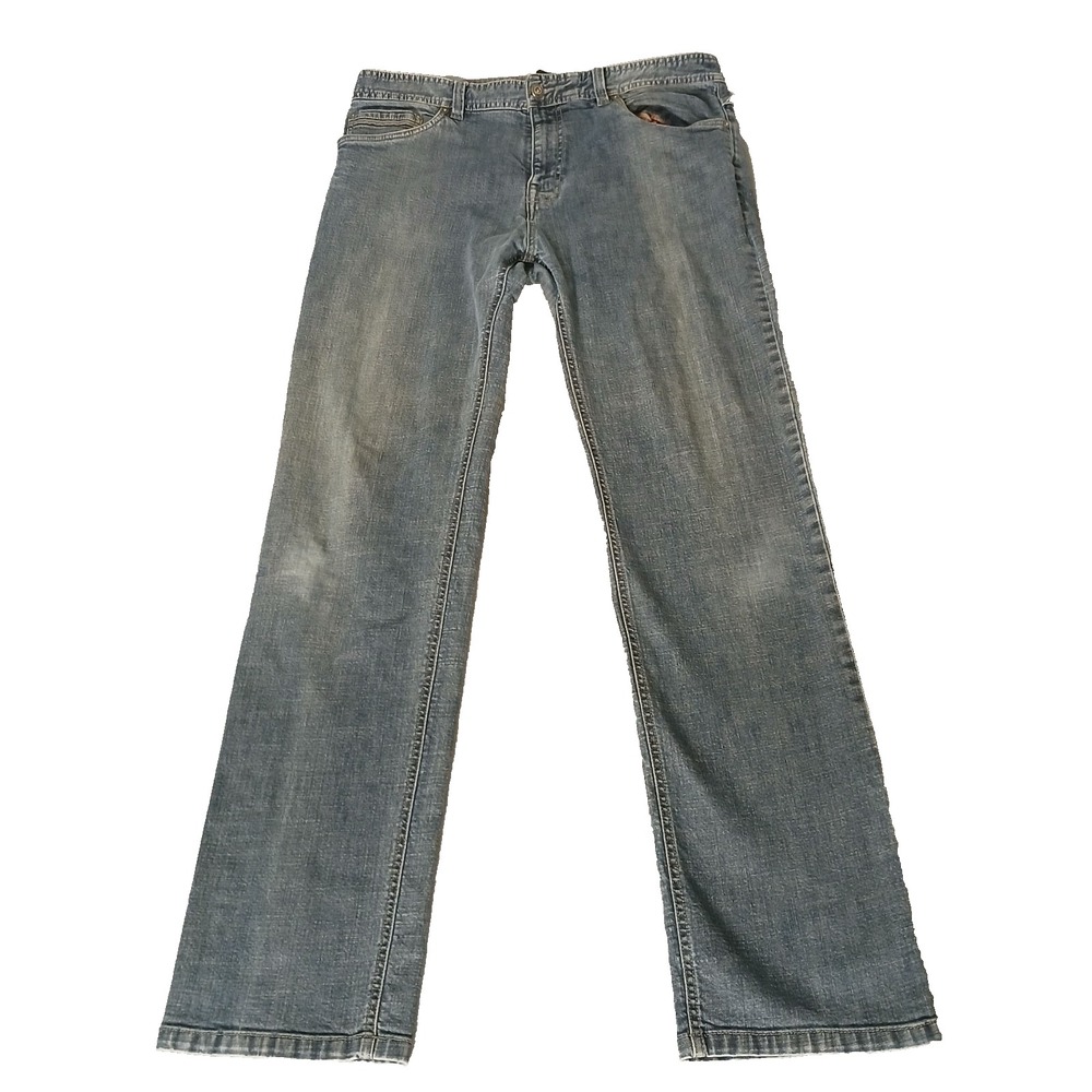 Prana Mens Blue Medium Wash 5-Pocket Design Denim Straight Jeans Size 36